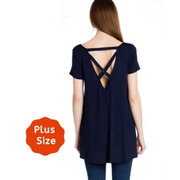 NWT Sweet Pea Plus Short Sleeve Crisscross Back Tunic - Picture 2 of 4